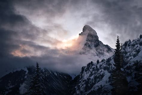 Matterhorn Mountain Covered By Clouds Stock Image Image Of Climb