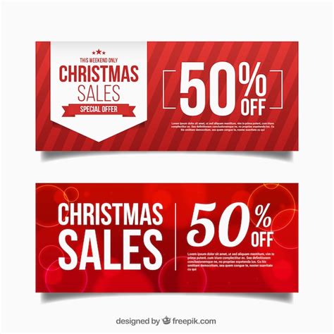 Abstract Red Discount Christmas Banners Vector Free Download