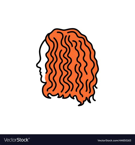 Woman Red Curly Hair Color Line Icon Beauty Vector Image