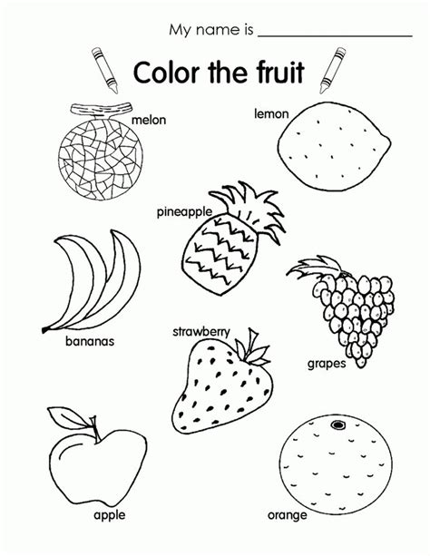 Fruit Coloring Pages ⋆ Coloringrocks Kindergarten Worksheets