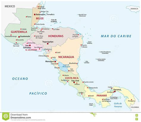Mapa De America Central De Estados Ilustración Del Vector Ilustración
