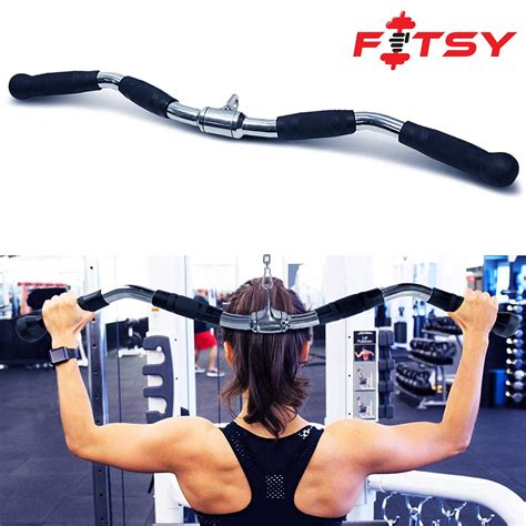 Fitsy Gym Cable Attachment Lat Pull Down Bar With Swivel And Rubber Grip