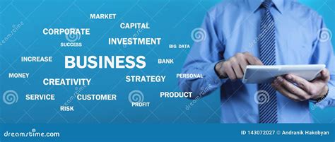 Businessman Holding Business Words Business Concept Stock Image
