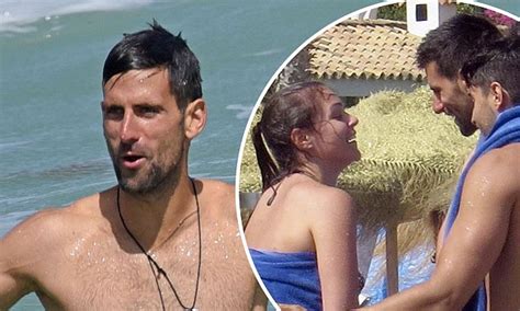 Novak Djokovic Goes Topless As He And Wife Jelena Hit The Beach In
