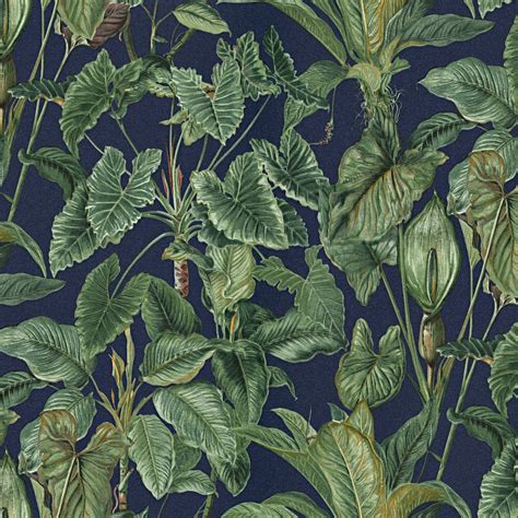 Erismann Paradiso Tropical Leaves Pattern Wallpaper Jungle Leaf Forest