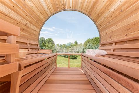 Outdoor Barrel Saunas Panoramic View Leisurecraft Europe