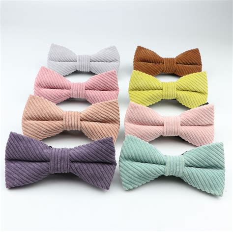Mens Corduroy Bow Tie Flexible Striped Bowtie Smooth Butterfly Soft