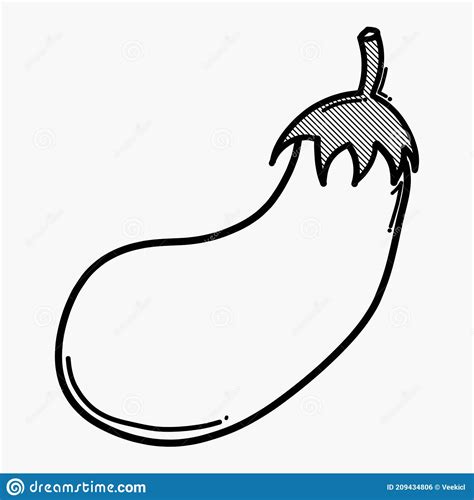 Eggplant Doodle Vector Icon Drawing Sketch Illustration Hand Drawn