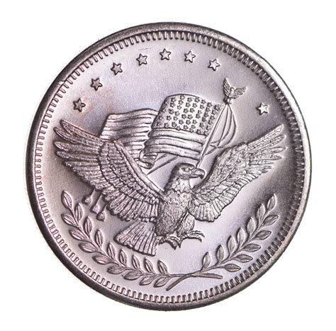 Patriotic Eagle With American Flag 999 Fine 1 Troy Oz Silver Round