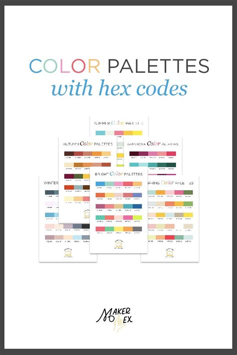 Color Palettes For Web Digital Blog And Graphic Design With Hexadecimal