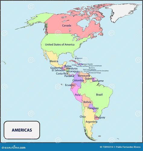 Mapa Politico De Las Americas Con Nombres Ilustracion Del Vector Images