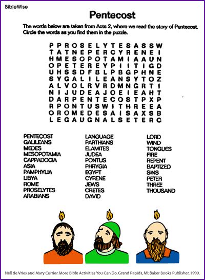 Pentecost Word Search Kids Korner Biblewise