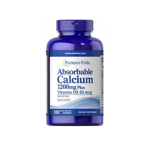 Puritans Pride Absorbable Calcium 1200 Mg Plus Vitamin D3 25 Mcg