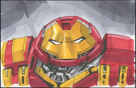 Iron Man Hulkbuster 11 Original 55 X 85 Color Drawing On Paper