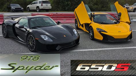 Porsche 918 Spyder Runs 98 145 Mph Vs Mclaren 650s Spider Drag