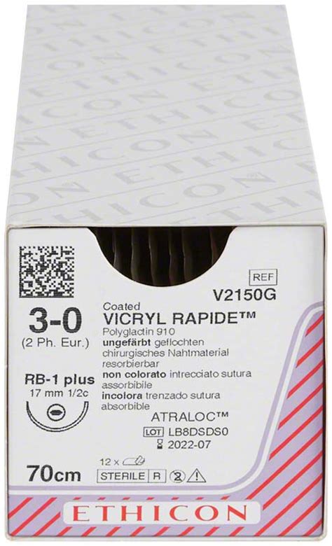 Vicryl Rapide Usp 3 0 70cm Rb 1 Undyed V2150g 12x1 Medische Vakhandel