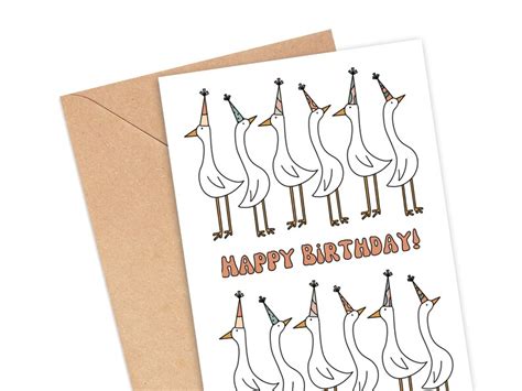 Funny Birthday Card Happy Birthday Silly Goose Goose Etsy