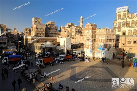 Bab Al Yemen Square In The Old Town Of Sanaa Sanaa Unesco World