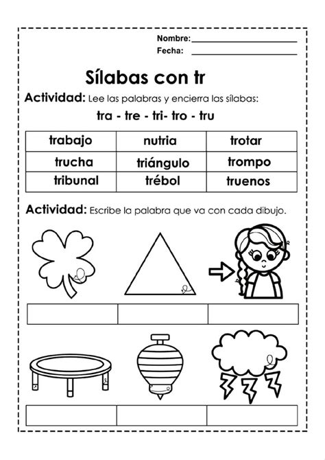 Spanish Worksheet With Pictures And Words