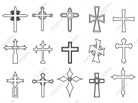 Religious Cross Vector Art Png Isolated Religious Cross Outline Icons