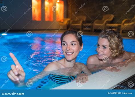 Girl Relaxing In Pool At Night Stock Photo Image Of Party Girlfriends