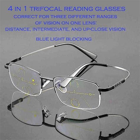 Progressive Multifocal Reading Glasses Blue Light Blocking For Men For Womenno Line Trifocal