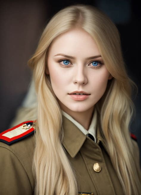 Lexica Beautiful Woman With Long Blond Hair Blue Eyes Pale Skin Wearing A World War Two