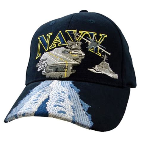 Us Navy With Aircraft Carrier Embroidered Dark Navy Military Ball Cap