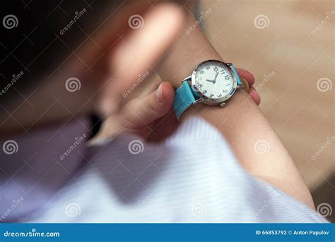 Man Is Looking At His Watch Stock Image 87926455