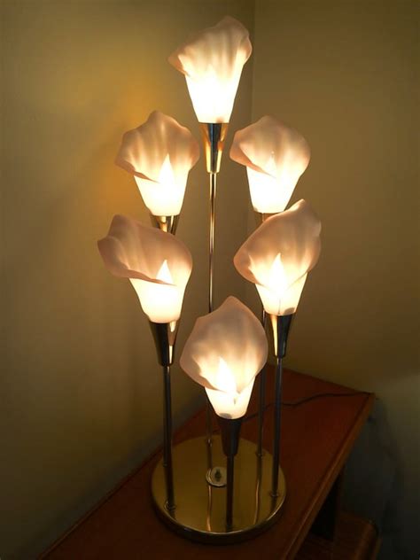 Calla Lilies Lamp Mid Century Modern Brass 6 Light Lamp With Etsy