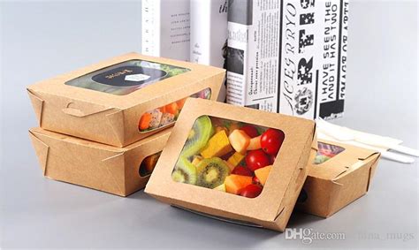 Food containers to go paper. 2021 Disposable Kraft Paper Lunch Box Eco Friendly Anti ...