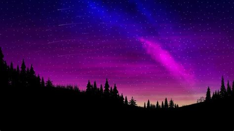Download Purple Pine Forest Landscape At Night For Free Forest