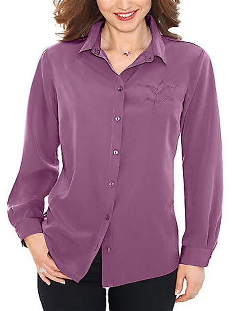 Purple Embroidered Long Sleeve Shirt Plus Size 12 To 30