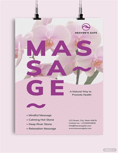Massage Poster Template In Publisher Word Illustrator Pages Indesign Psd Download