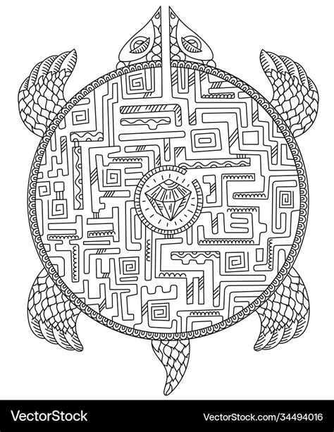 Turtle Maze Game Animal Puzzle Labyrinth Path Vector Image