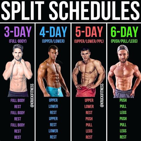 8 Powerful Muscle Building Gym Training Splits Weight Training Schedule