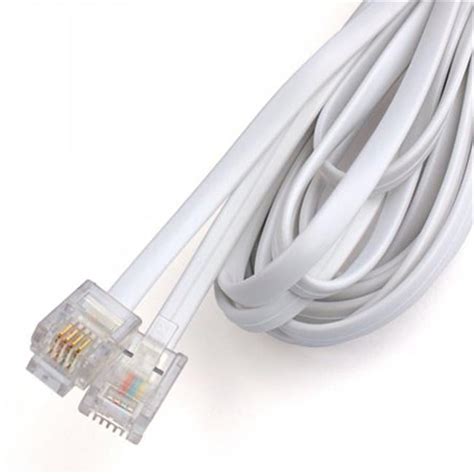 4 Wire White Phone Line Cord 10 Ft