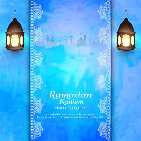 Abstract Ramadan Kareem Islamic Blue Background Vector Premium Download