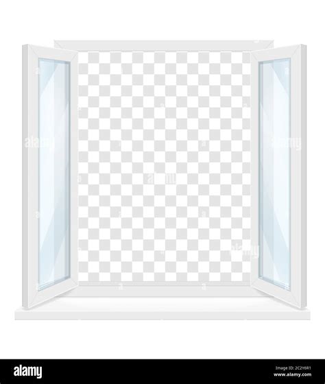 White Transparent Plastic Window With Window Sill Vector Illustration