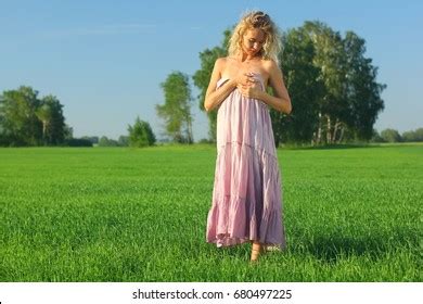 Joyful Carefree Woman Topless Summer Background Stock Photo Shutterstock