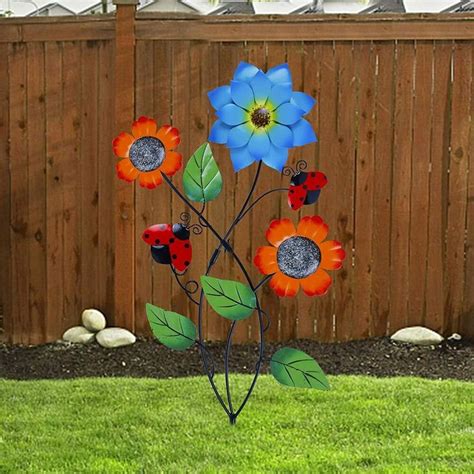 Metal Garden Decor Yard Art Pond Sunflower Lawn Outdoor Ornament Steel