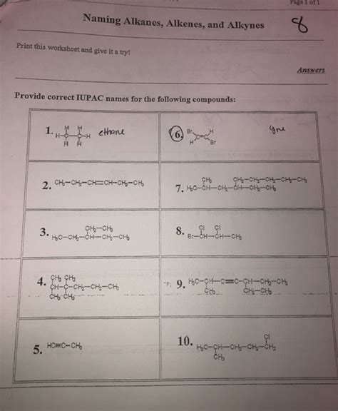 Naming Alkanes Practice Worksheet With Answers Hot Sex Picture