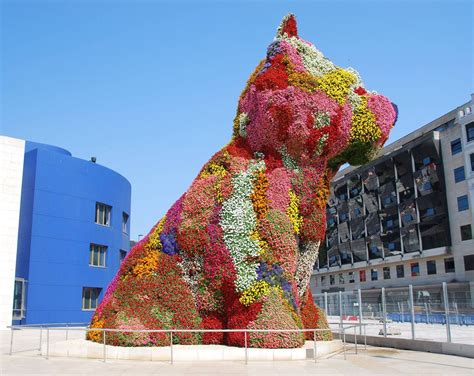 Jeff Koons Flower Dog Sculpture Installation Street Art Jeff