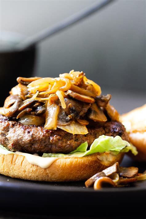 Chipotle Caramelized Onion And Mushroom Burgers Perrys Plate