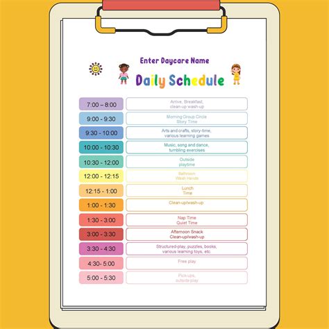Daily Daycare Schedule Editable Daily Schedule Childcare Packet
