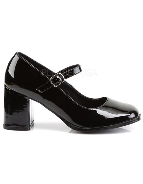 Womens ladies high heel less wedge mary jane style platform shoes size. Gogo Black 3 Inch Block Heel Mary Jane Pump - Costume Shoe ...