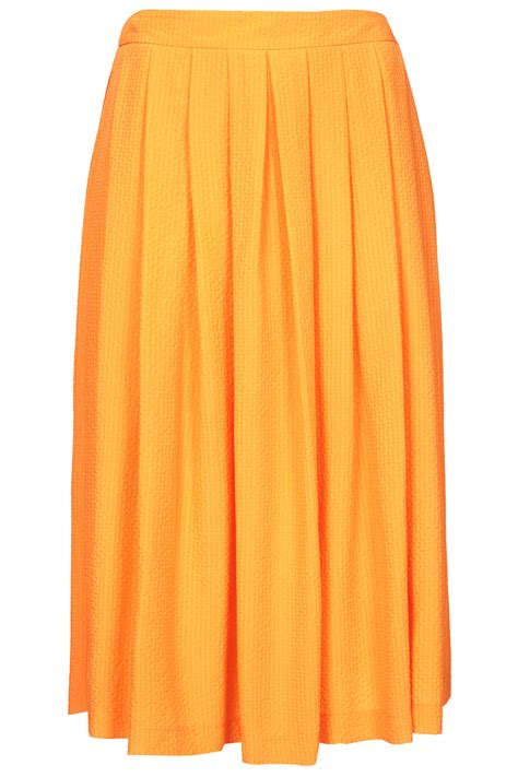 Topshop Petite Full Midi Skirt In Yellow Lyst