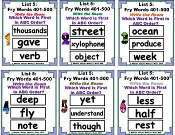 Ascending will put the list in alphabetical order, and descending will put the list in reverse. Alphabetical Order:Featuring Fry Words List Five: 401-500 ...