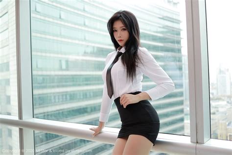 Women Model Chinese Model Asian Tie White Shirt Long Hair Brunette Dark Hair Lipstick Office