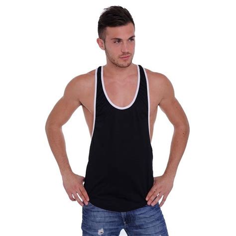 Men S Dri Fit Tank Top Open Side Racer Back Gym Workout Rib Ringer